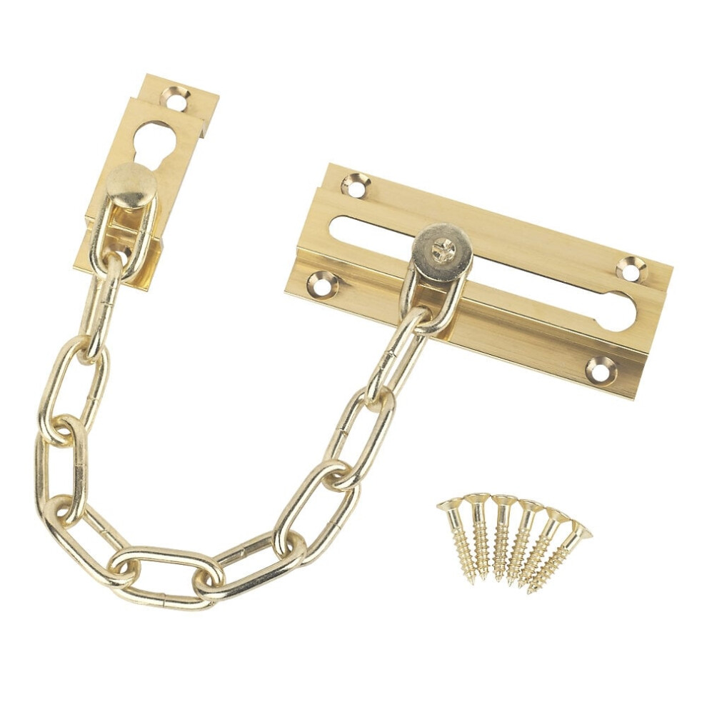 4" Door Chain Polished Brass By Ironmongery World 5057067992989