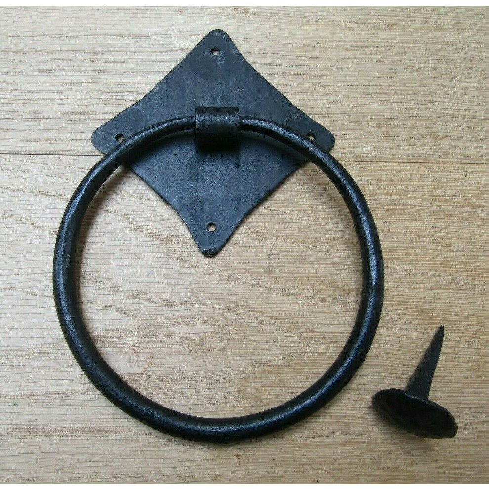 Hand Forged Diamond Ring Door Knocker Black Wax By Ironmongery World 5057067992828
