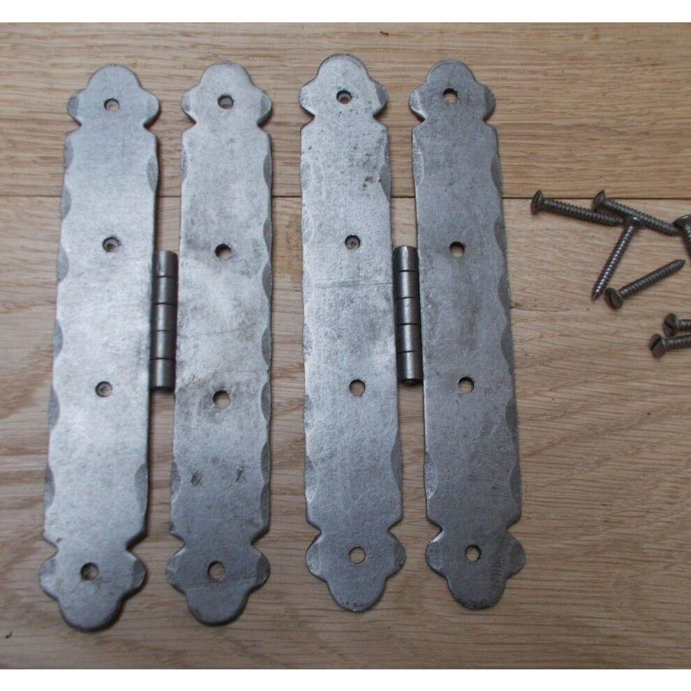 Pair Of Hand Forged Ornate H Hinges Antique Iron By Ironmongery World 5057067923617