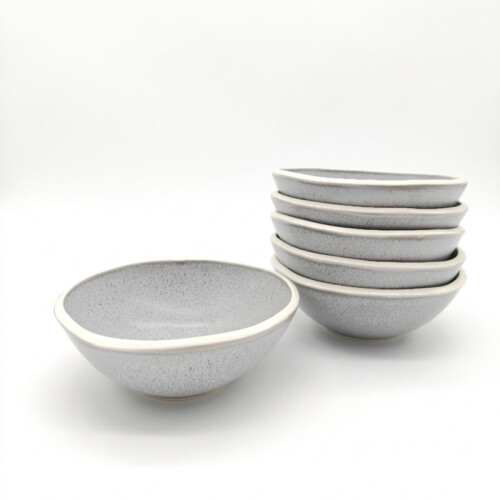 Reactive Grey Stoneware Dinnerware Set Nordic Pebble 4 Cereal Bowls 16.5cm