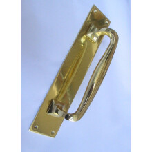 Plain Handle on Plate Cranked polished brass 12"
