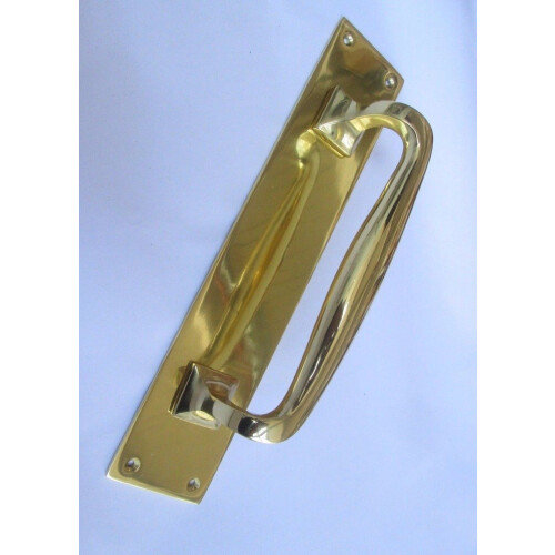 Plain Handle on Plate Cranked polished brass 12"