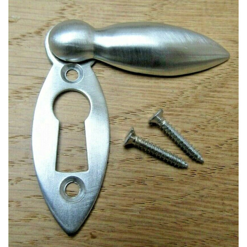 Slim Tear Drop Escutcheon Satin Chrome Keyhole