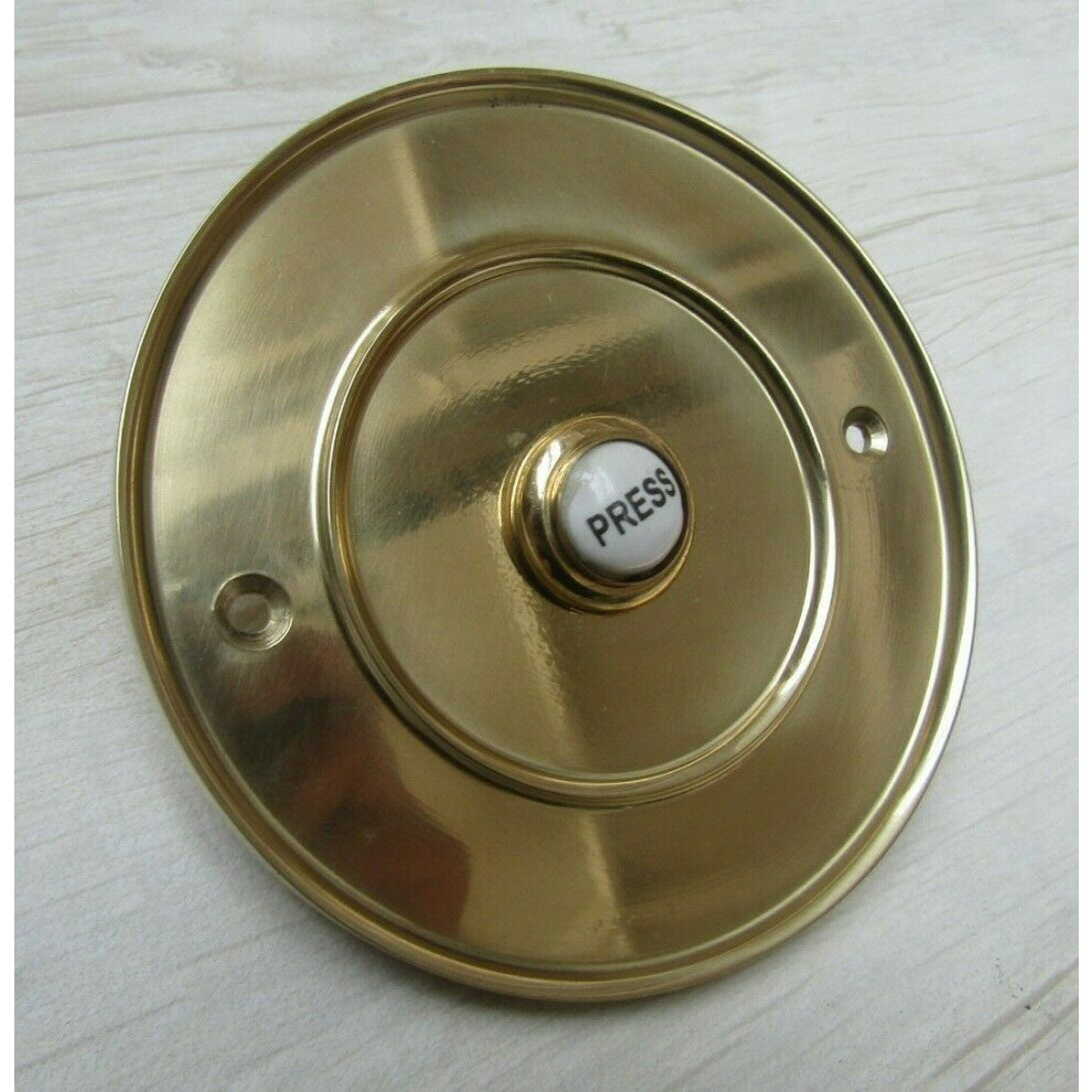 4" Large Ceramic Bell Push Polished Brass By Ironmongery World 5057067958794