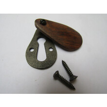 Pear Drop Escutcheon Teak & Antique Iron by Ironmongery World