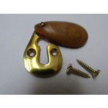 Pear Drop Escutcheon Teak & Brass by Ironmongery World