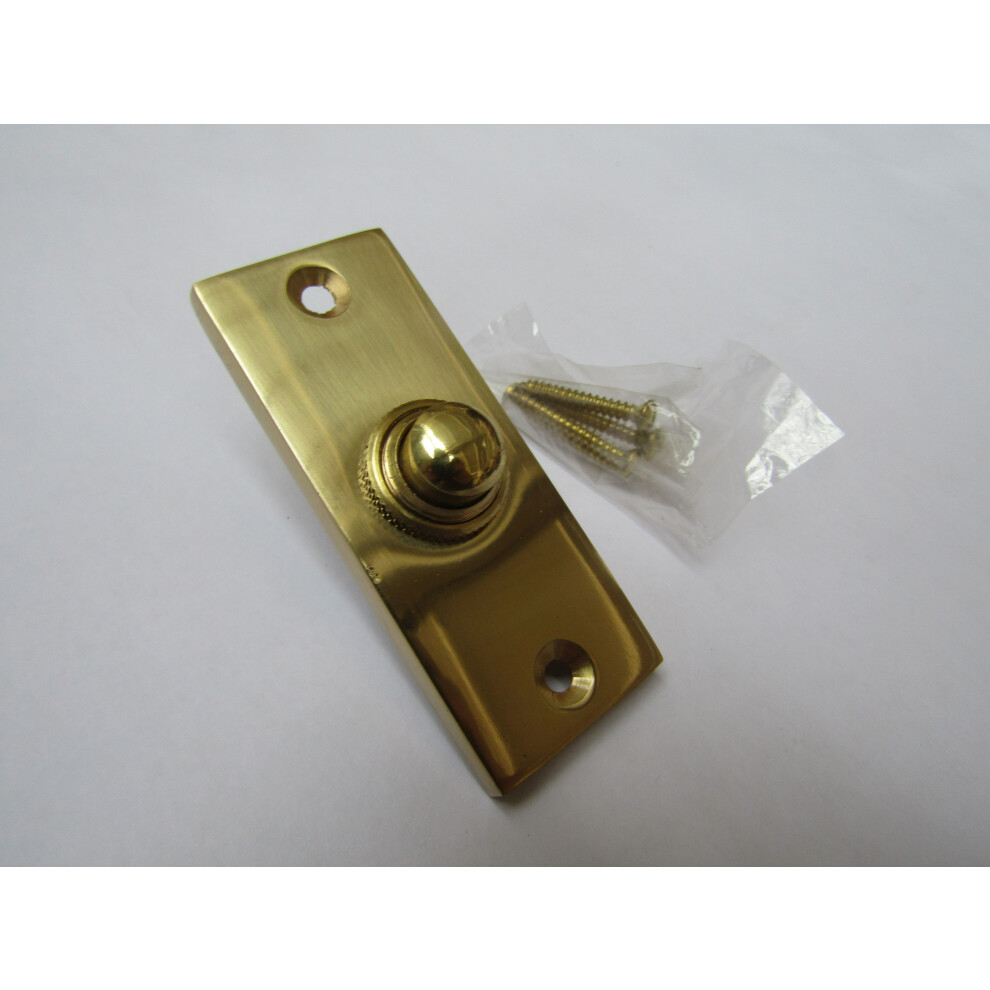 Plain Victorian Slim Bell Push Polished Brass By Ironmongery World 5057067992699