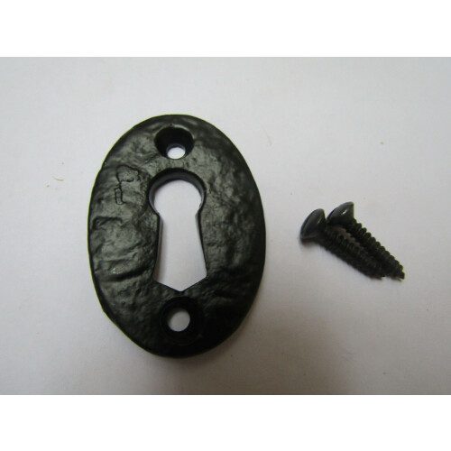Oval Open Escutcheon Black Antique by Ironmongery World