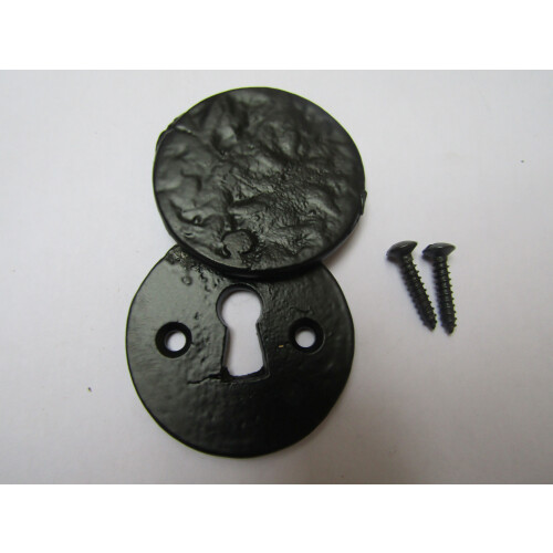 Round Covered Escutcheon Black Antique