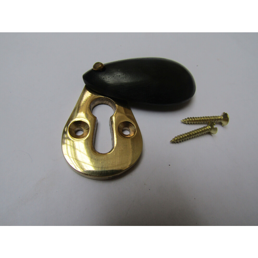 Pear Drop Escutcheon Black & Brass By Ironmongery World 5057067533786