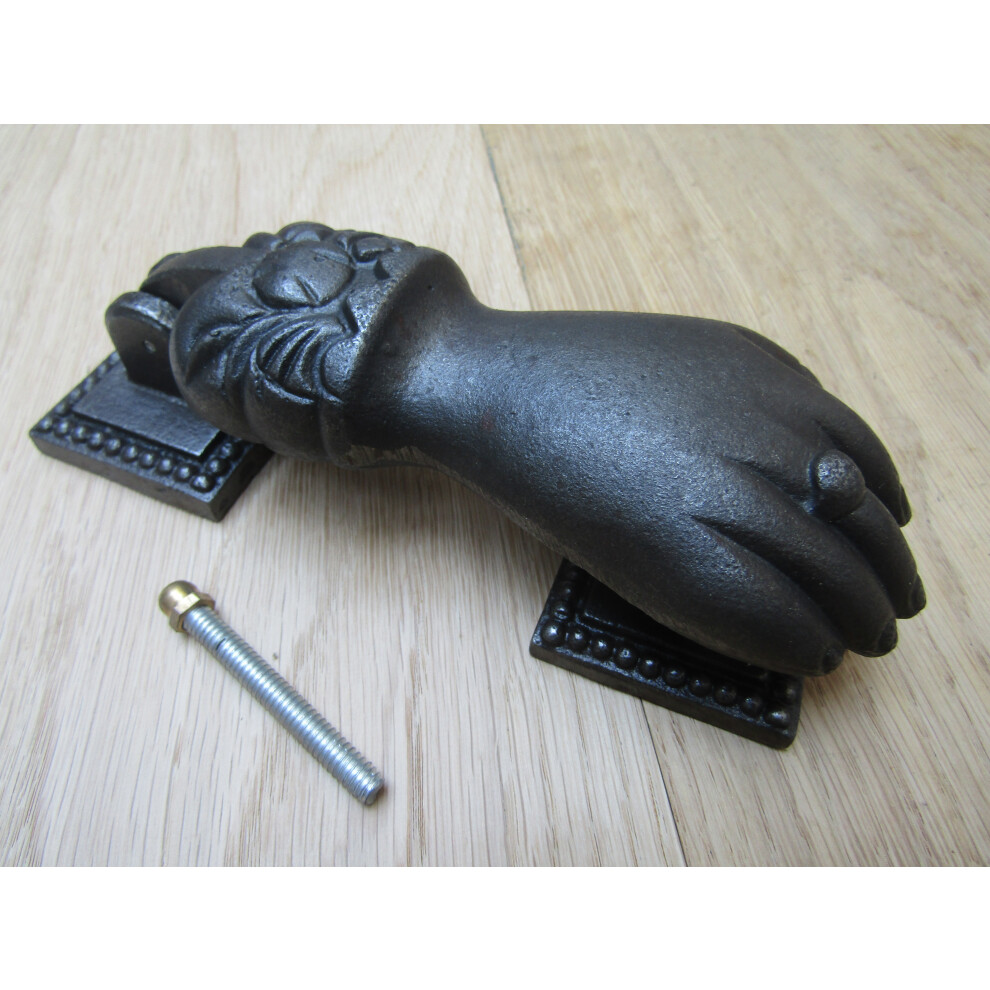 Male Hand Door Knocker Antique Iron By Ironmongery World 5057067891060