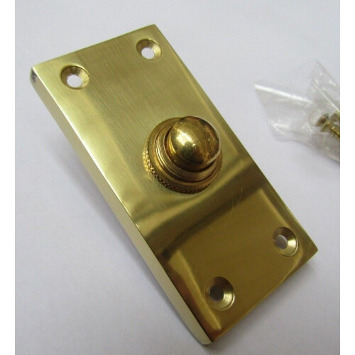 Plain Victorian Large Bell Push Polished Brass by Ironmongery World