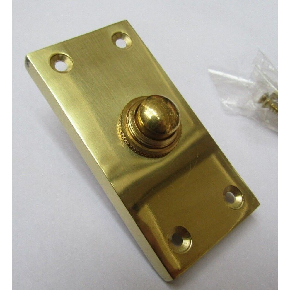 Plain Victorian Large Bell Push Polished Brass By Ironmongery World 5057067992668