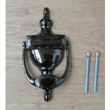URN Front Door Knocker Polished Black Nickel