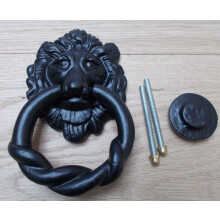 Lion Head Door Knocker Black by Ironmongery World