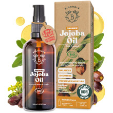 BIONOBLE Organic Jojoba Oil Cold Pressed Unrefined - Balances Sebum, Smoothes, Anti-Acne - 100% Pure Jojoba Oil for Skin, Face, Hair, Body - Vega