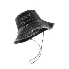 Chapeau seau en denim léger à la mode, chapeau occidental-Noir