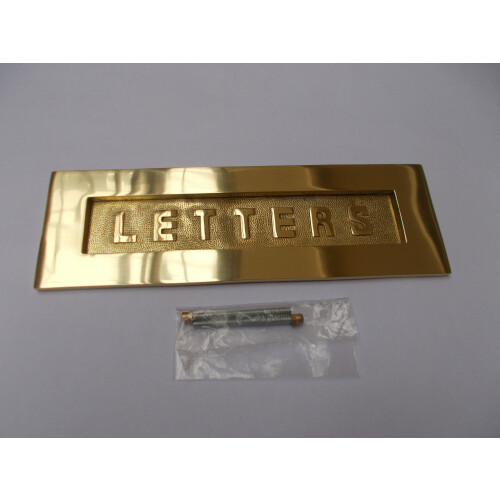 12" Letters Embossed Letter Plate Polished Brass