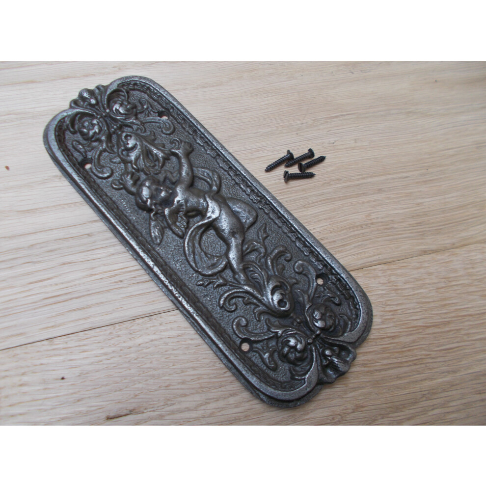 Antique Iron Cherub Finger Plate By Ironmongery World 5057067527563