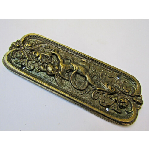 Antique Brass Cherub Finger Plate