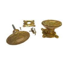 Mortice Door knob Brass Art Nouveau on square base
