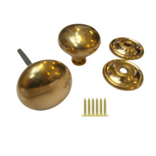 Rim Cottage Knob Set Natural Brass 65mm