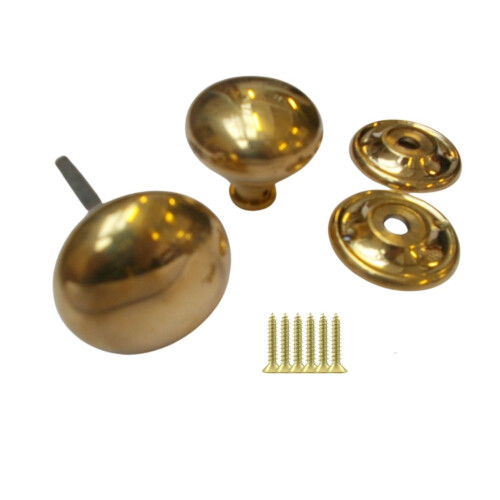 Rim Cottage Knob Set Natural Brass 65mm