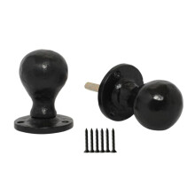 Rim door knob set Ball Black Antique