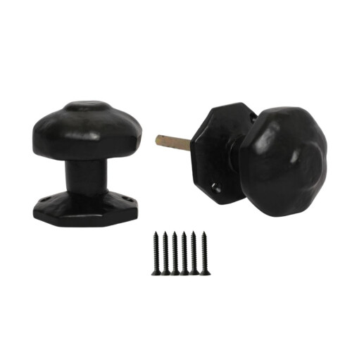 Rim Knob set Octagonal Black Antique
