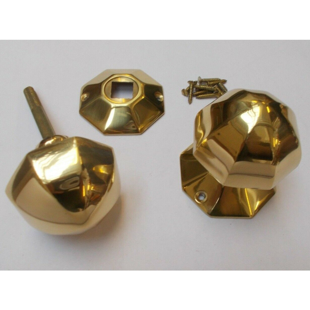 Mortice Door Knob Polished Brass 55Mm Octagonal By Ironmongery World 5057067960865
