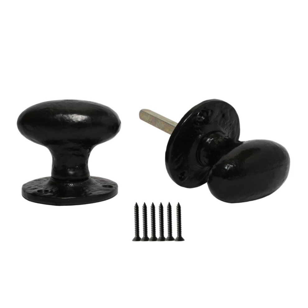 Rim Door Knob Set Oval Black Antique By Ironmongery World 5057067980252