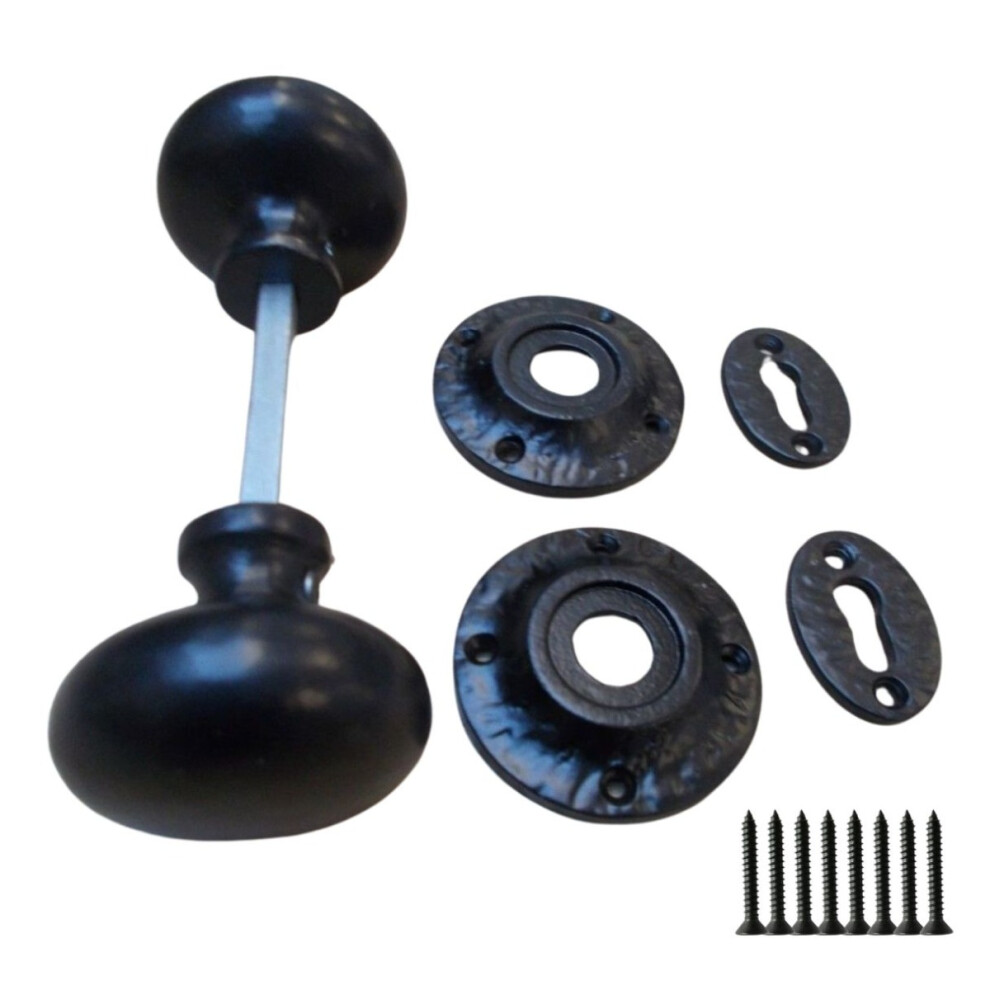 Rim Door Knob Set Mushroom Black Antique By Ironmongery World 5057067933739