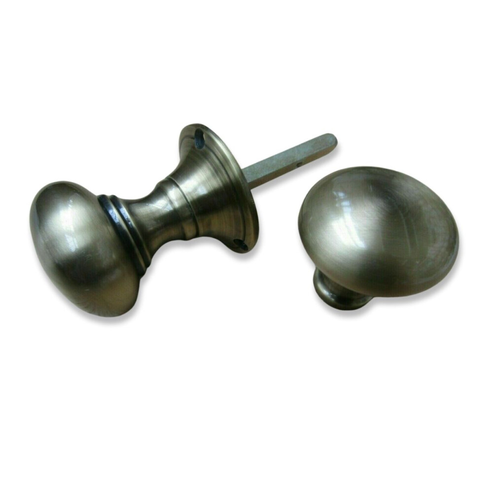 Rim Door Knob Set Mushroom Antique Brass By Ironmongery World 5057067933746