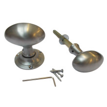 Rim door knob set Oval Satin Chrome