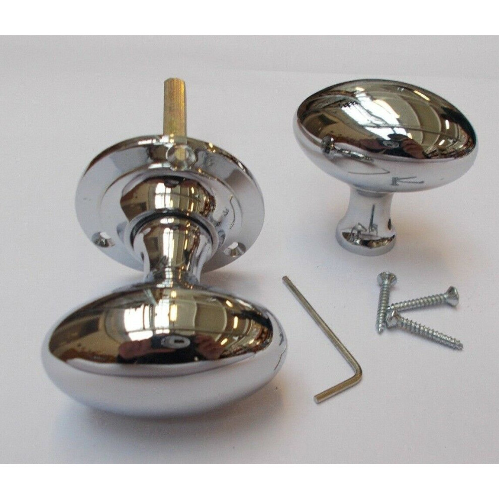 Rim Door Knob Set Oval Polished Chrome By Ironmongery World 5057067290504