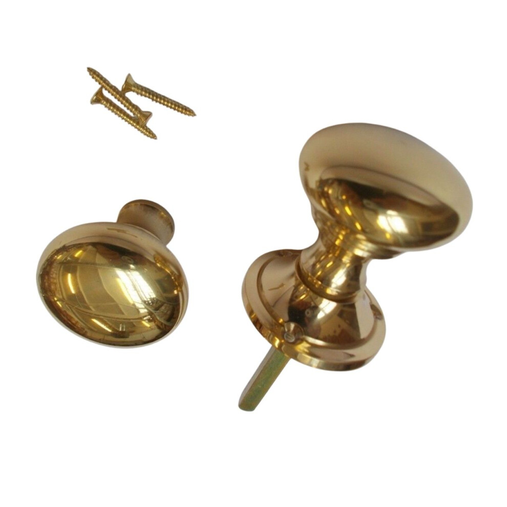 Rim Knob Set Victorian Polished Brass By Ironmongery World 5057067497163