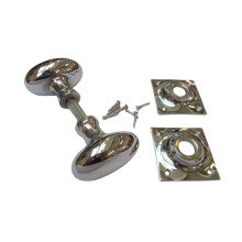 Mortice Door knob Polished Chrome Oval on square base