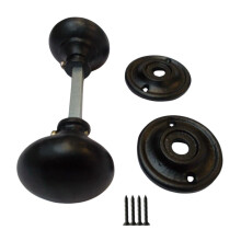 Rim door knob set Cottage Black Antique