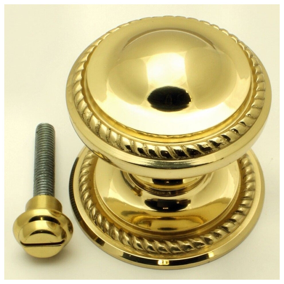 Georgian Centre Door Knob Polished Brass By Ironmongery World 5057067993641