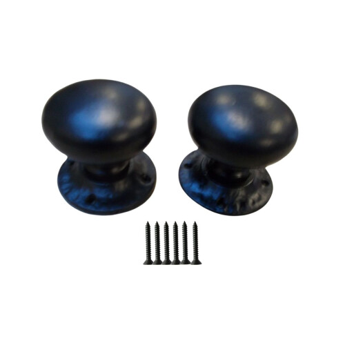 Mortice Door knob Black Antique Plain Mushroom