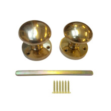 Mortice Door knob Polished brass Round Mushroom