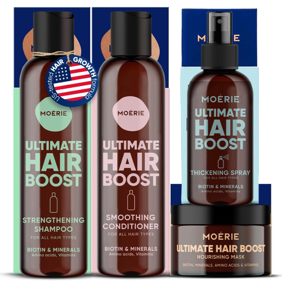 Moerie Moã©Rie Hair Growth Shampoo, Conditioner, Spray And Mask For Men And Women, Hair Loss Solution With Biotin And Rosemary, Thickening Hair Regrowth