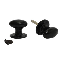 Mortice Door knob Black Antique Oval