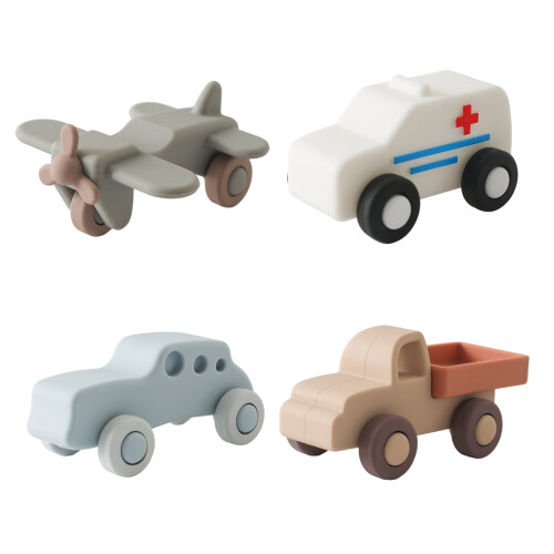 Ensemble de 4 jouets de dentition en caoutchouc, anneau de