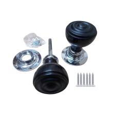 Ironmongery World Mortice Door knob Black + Chrome Bun Rimmed
