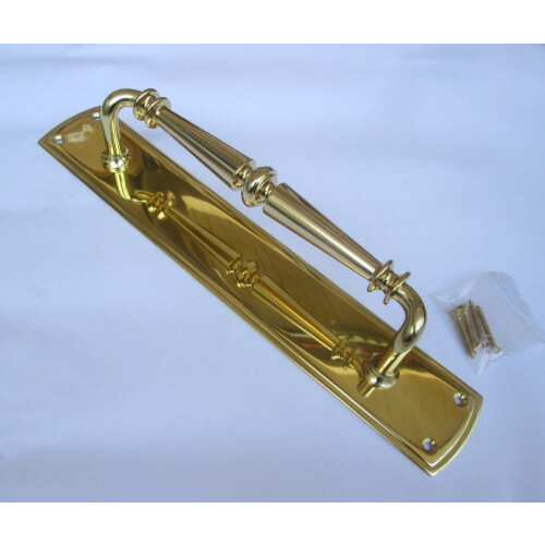 Regency Handle on Plate Polished Brass 15"