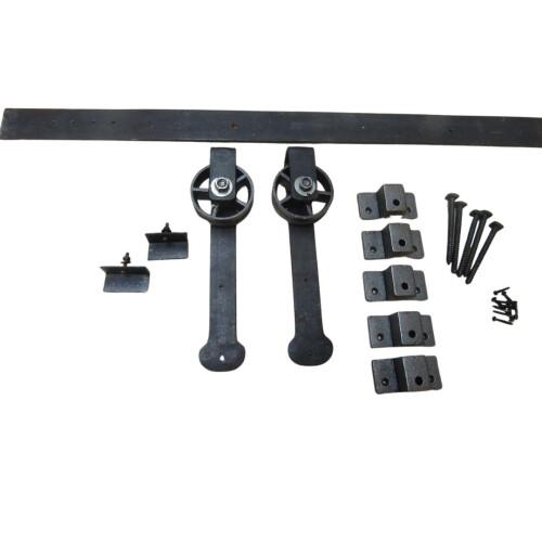 Wrought Iron Rustic Sliding Barn Door Kit WithTrack