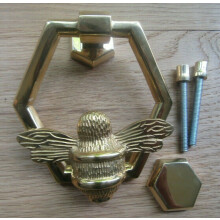 Solid Brass Octagonal Bumble Bee Door Knocker Polished Brass