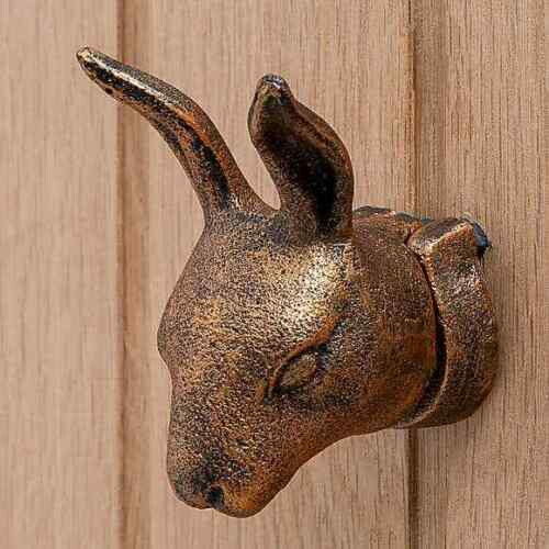 Cast Iron Metallic Hare Rabbit Door Knocker Antique Copper