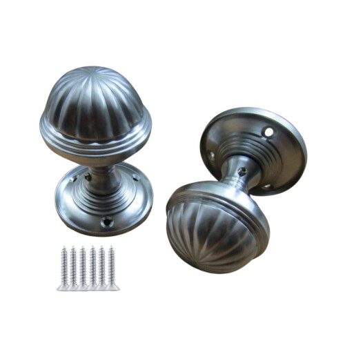 Fluted Pumpkin Mortice Door Knob Satin Chrome